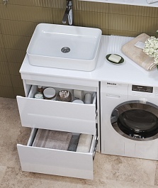 Vigo Тумба с раковиной Urban 600-0-2 со столешницей под стиральную машину белая – фотография-7